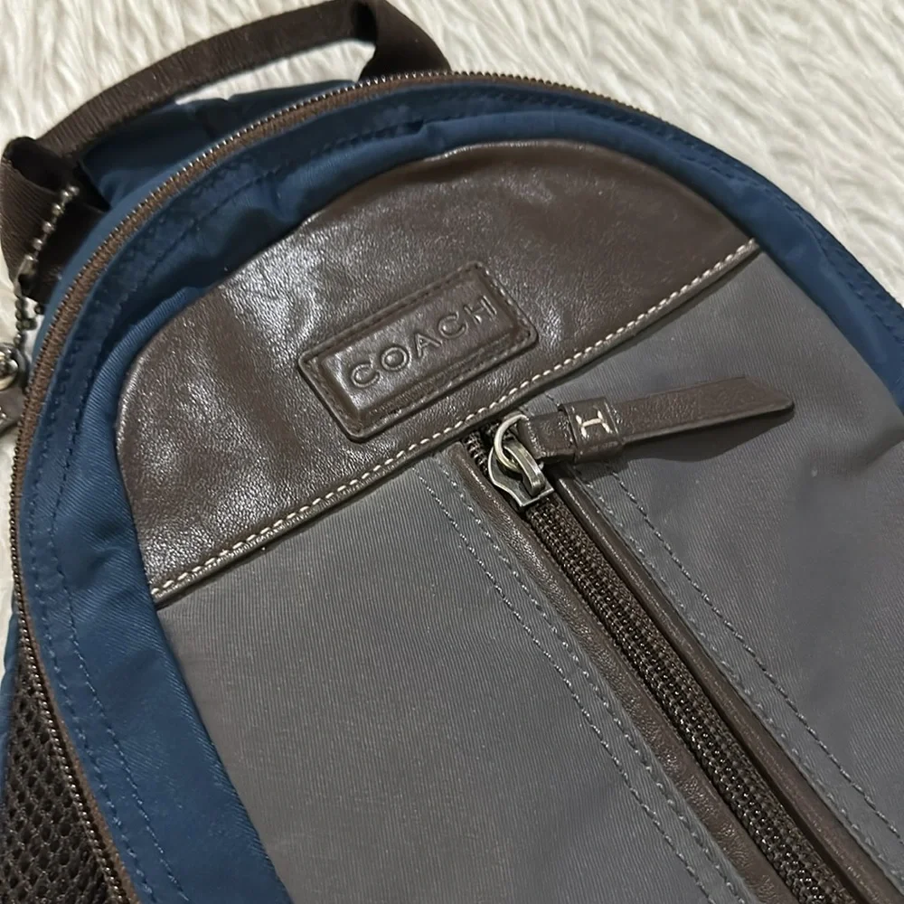 Coach Men’s Crossbody Sling Bag Nylon and Leather C1376-f70834 - Picture 3 of 10